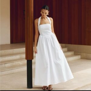 Cotton & Linen A Line Halter Dress